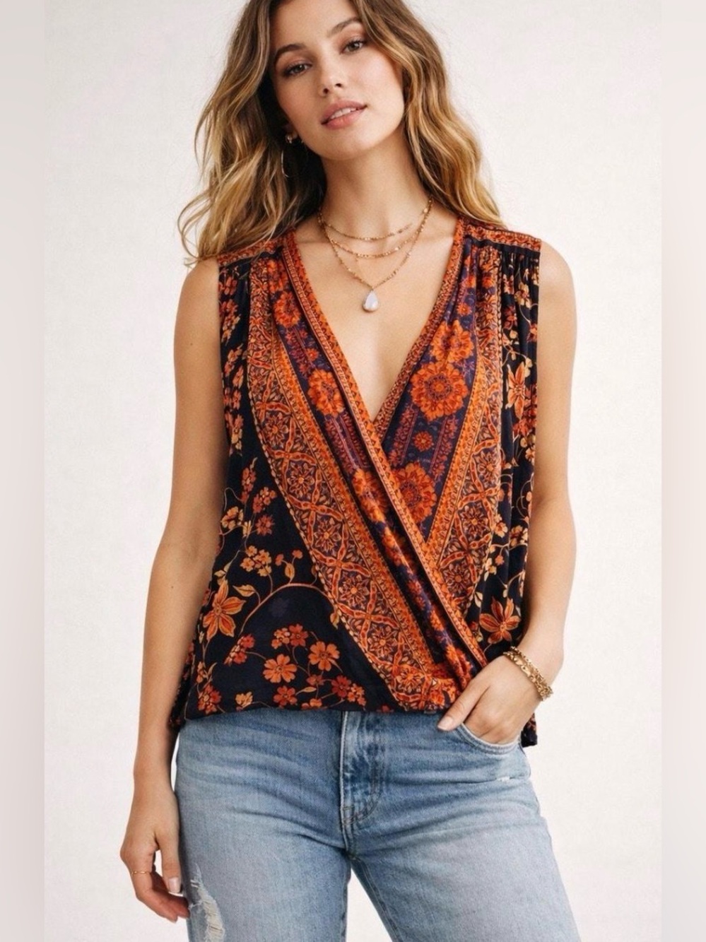 Free People Mesh Havana Muscle Tank Boho Women’s Top Size Medium